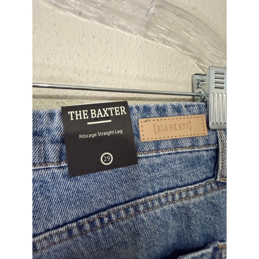BlankNYC The Baxter Ribcage Straight Leg Jeans Blue Distressed Size 29 High Rise - Picture 3 of 13